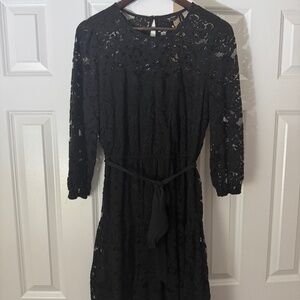 Black Lace Vera Wang Dress with Belt